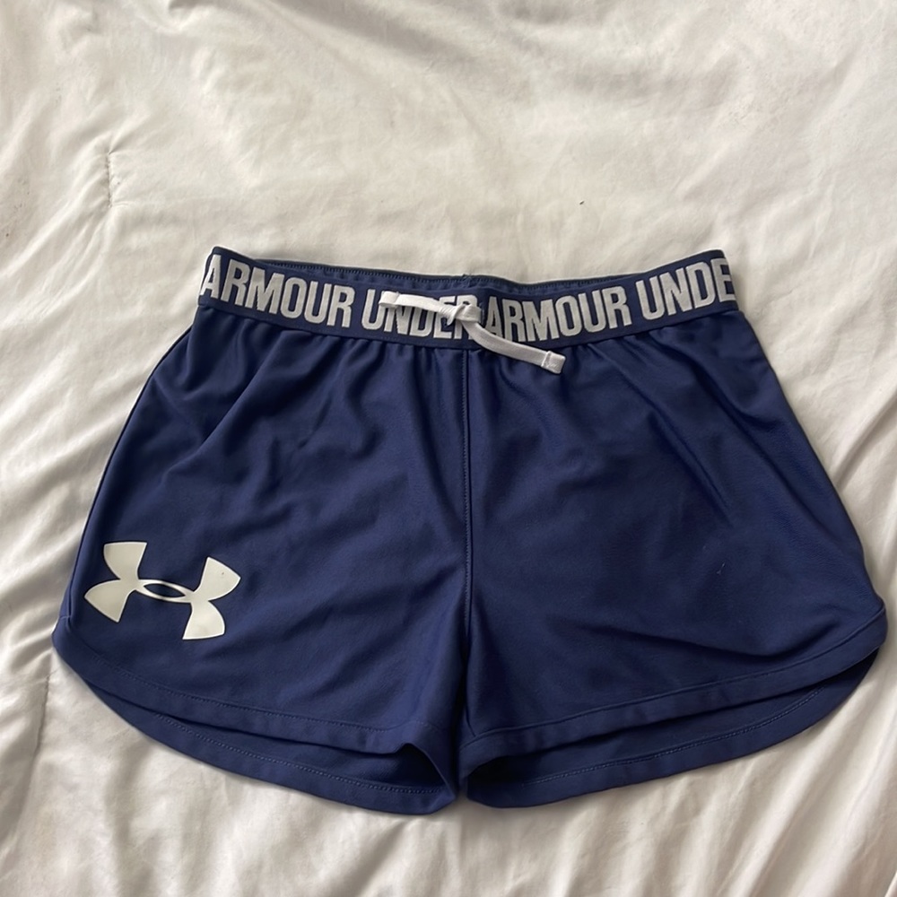 Blue under armor sport shorts size girls L